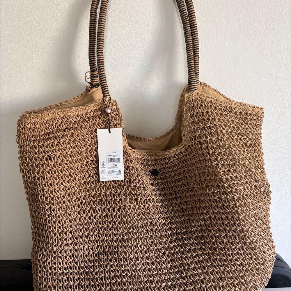 CALIA Women's Straw Crochet Swim Tote Bag